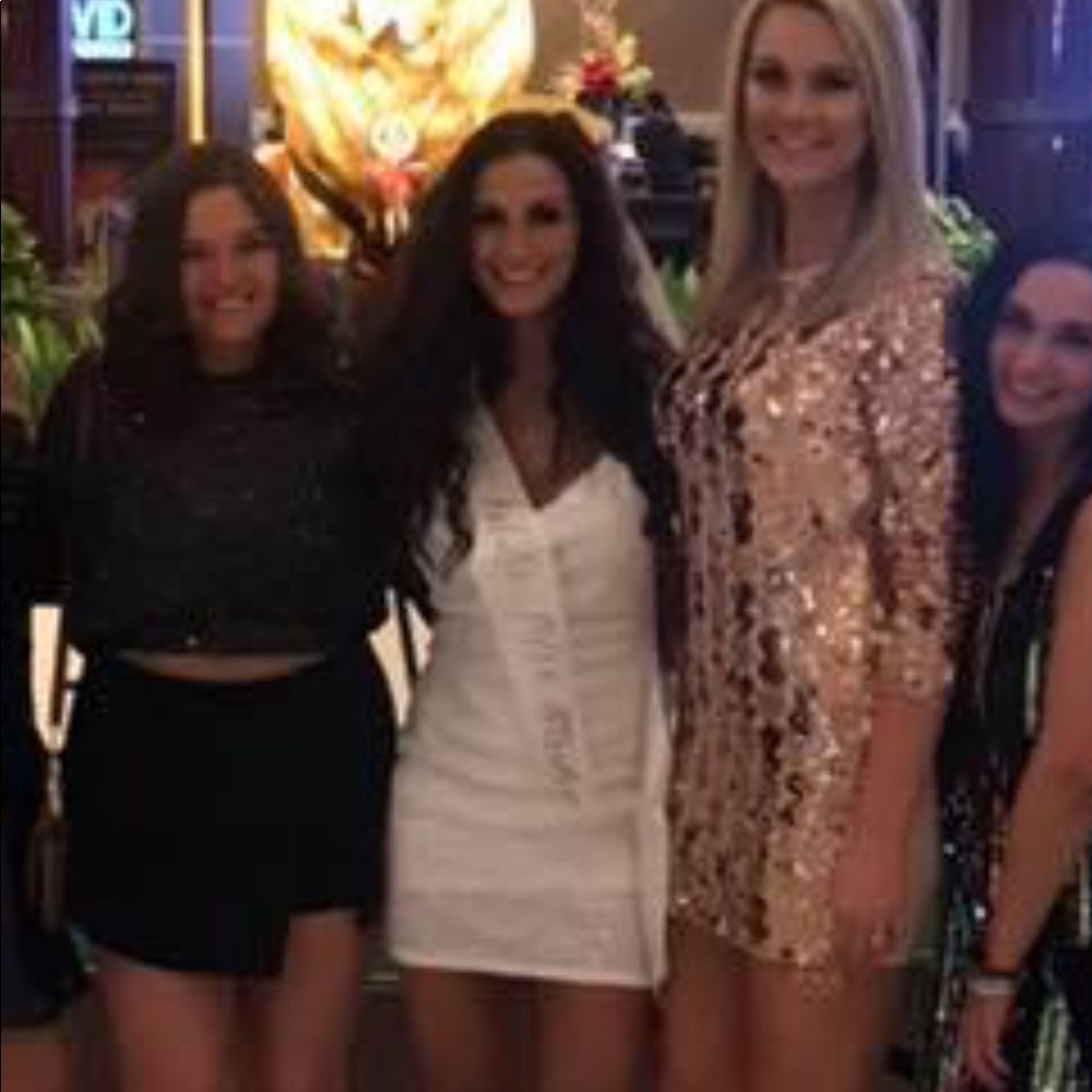 Sparkly sequined mini white dress